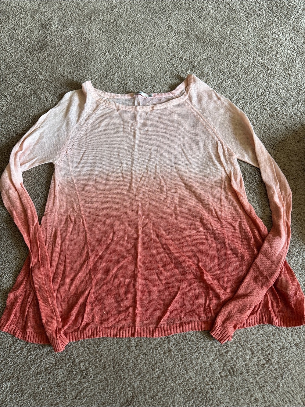 Silver Jeans Ombre Peach to Coral Lightweight Sweater